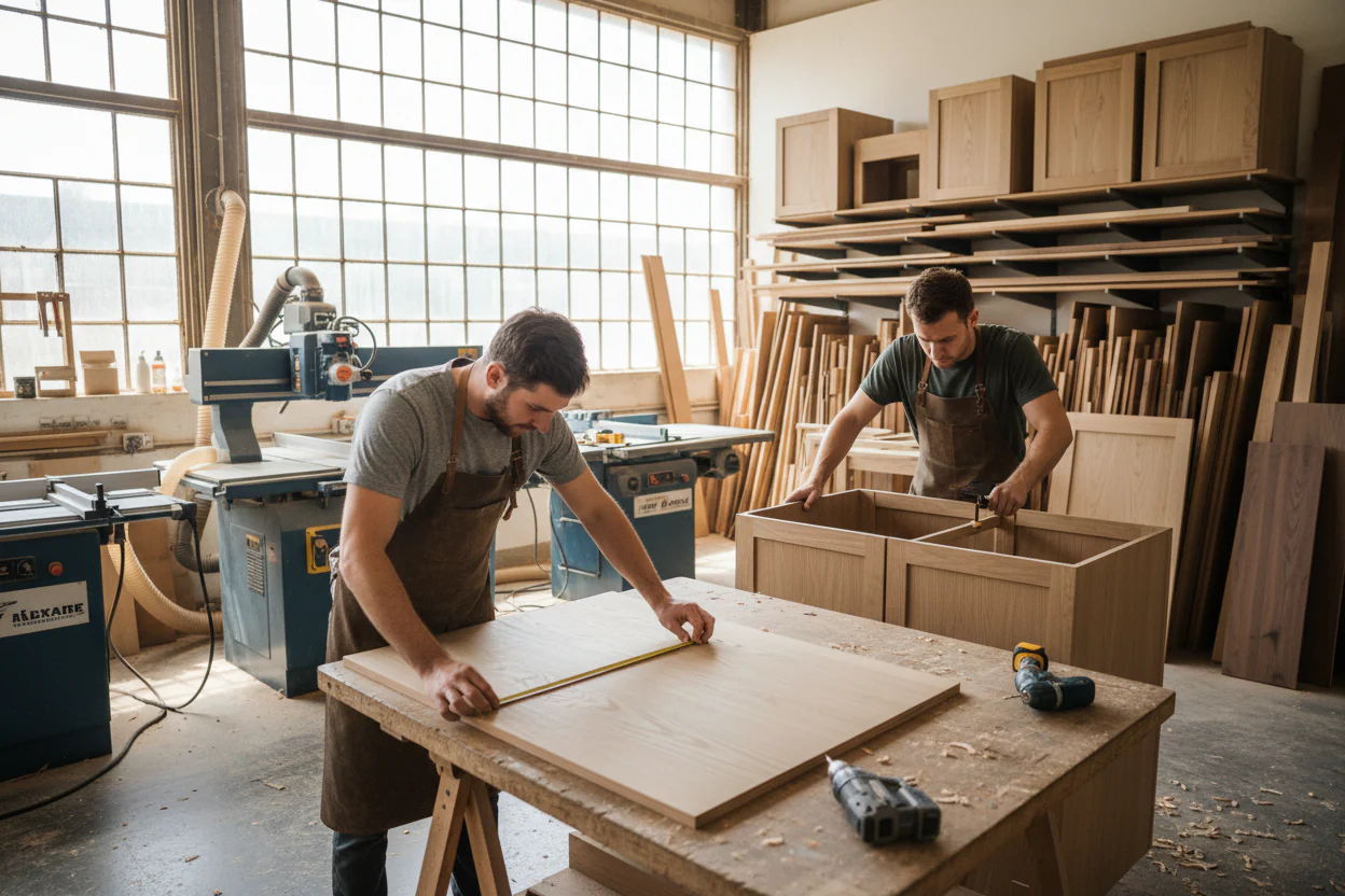 Kitchen cabinet makers at work